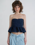 Twinkle tweed top.Navy