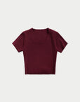 Ribbed half knit.Wine