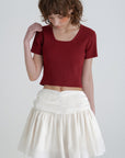 Ribbed half knit.Wine