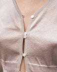 Glitter Crop Button Cardigan In Light Grey