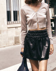 Glitter Crop Button Cardigan In Light Grey