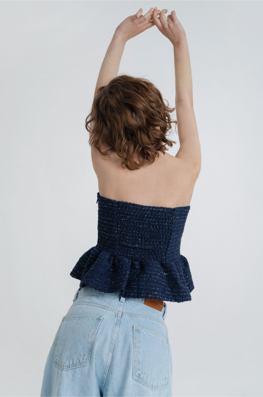 Twinkle tweed top.Navy