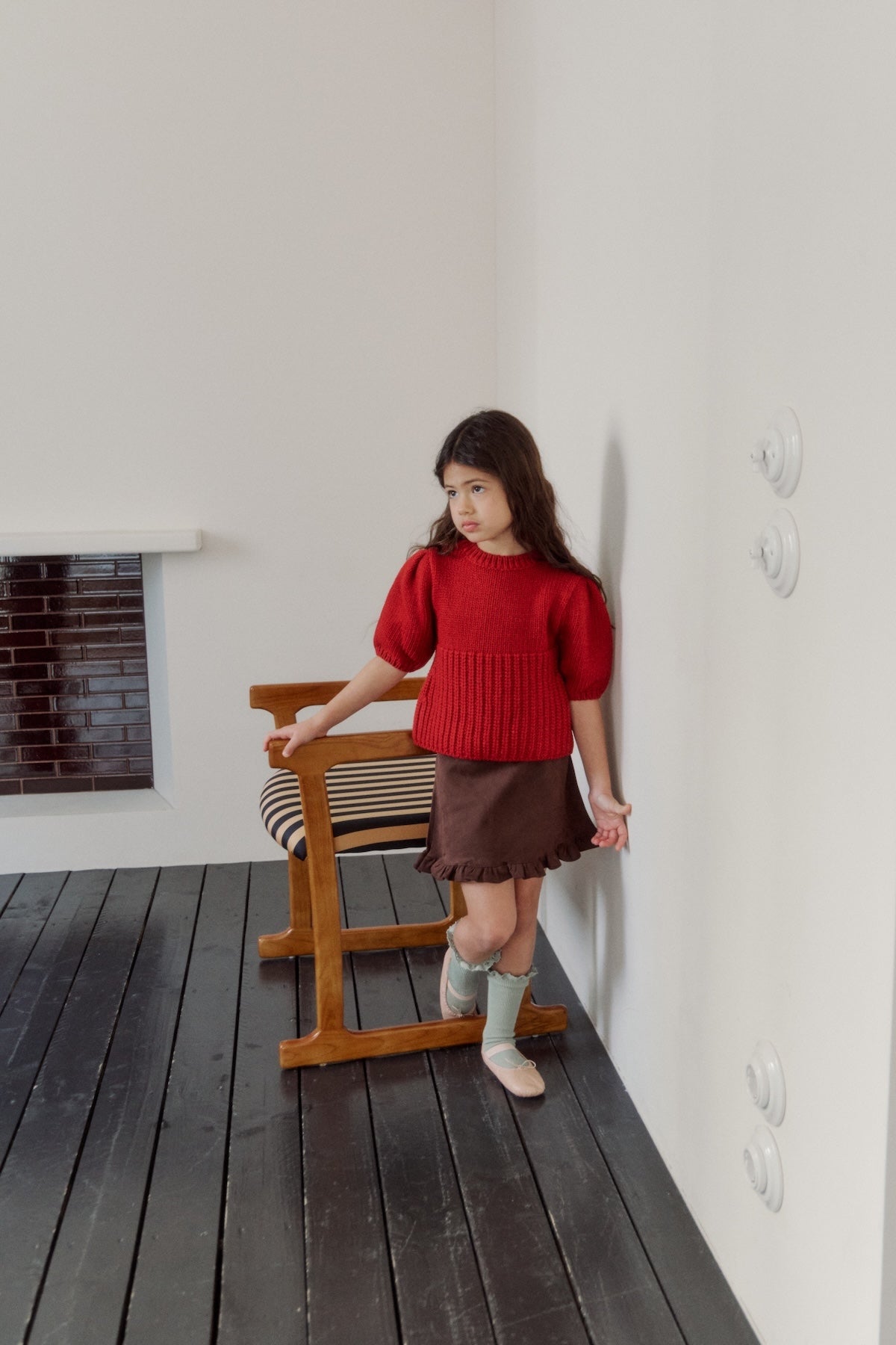 Suede frill skirt