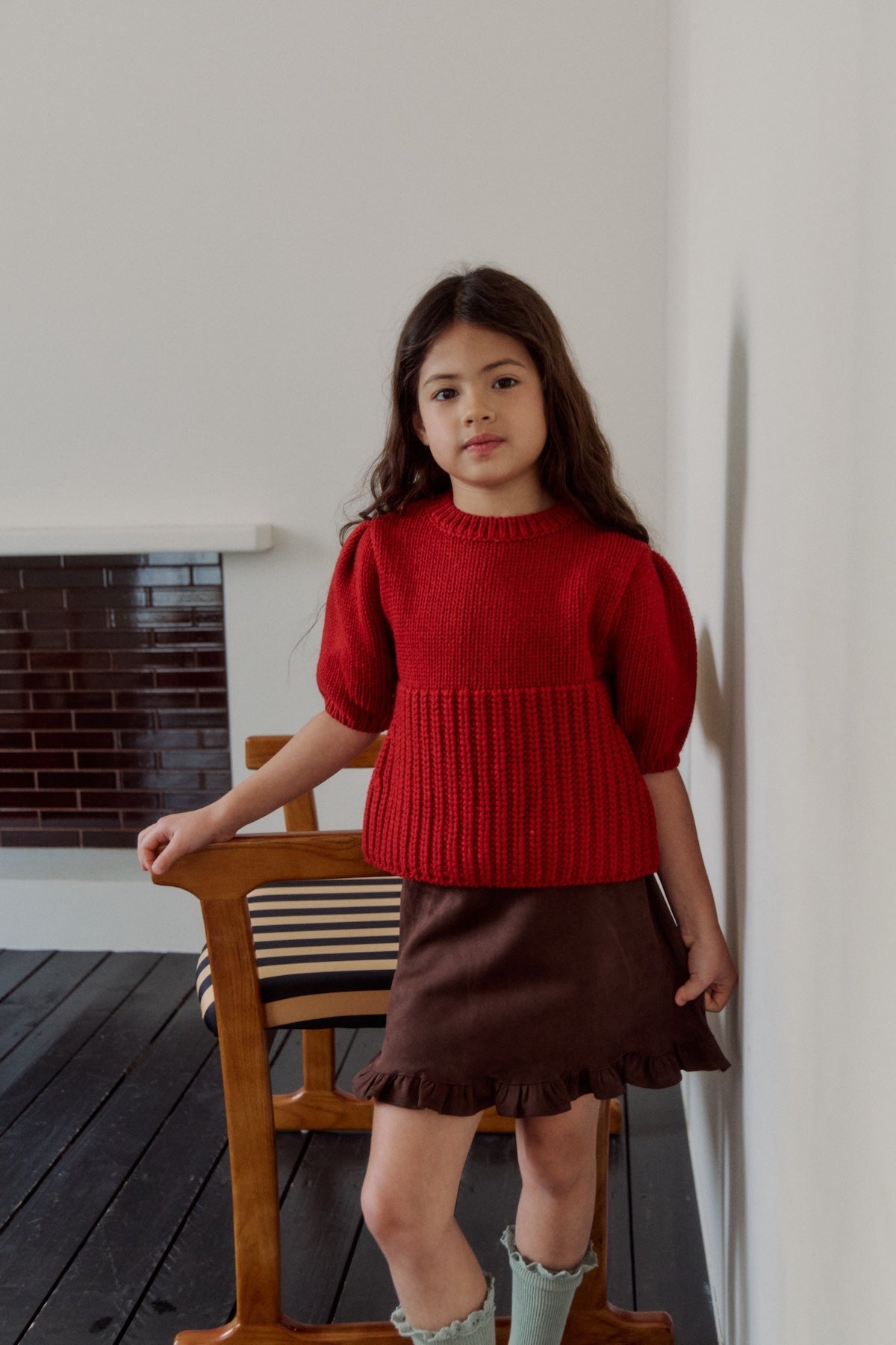 Suede frill skirt