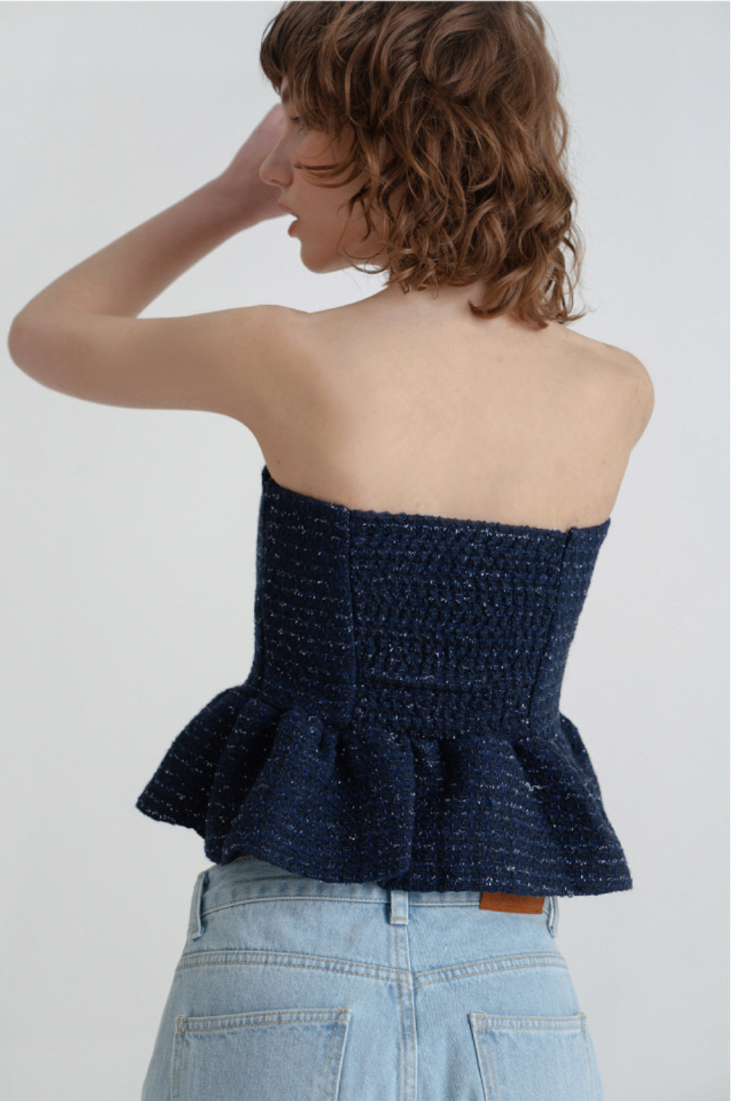 Twinkle tweed top.Navy