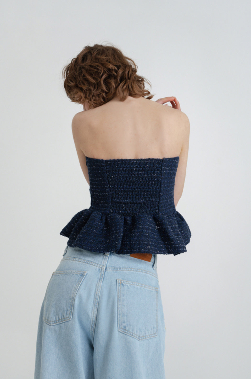 Twinkle tweed top.Navy