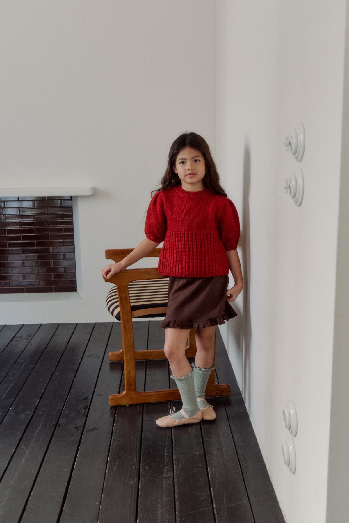 Suede frill skirt